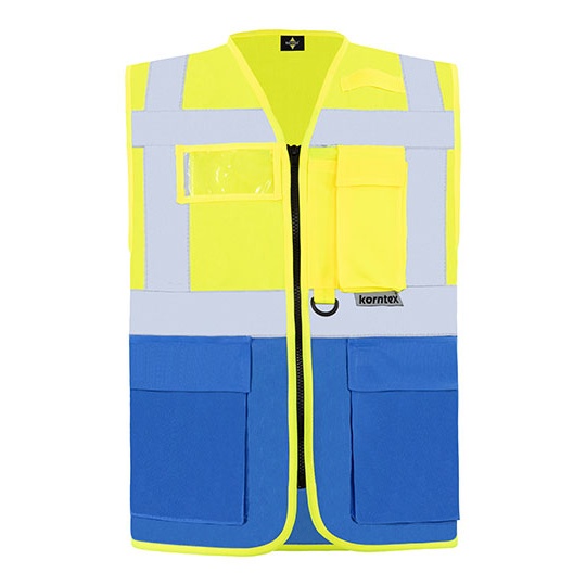 Kamizelka Dopasowana Odblaskowa Poliestrowa KX802 - Signal Yellow & Blue