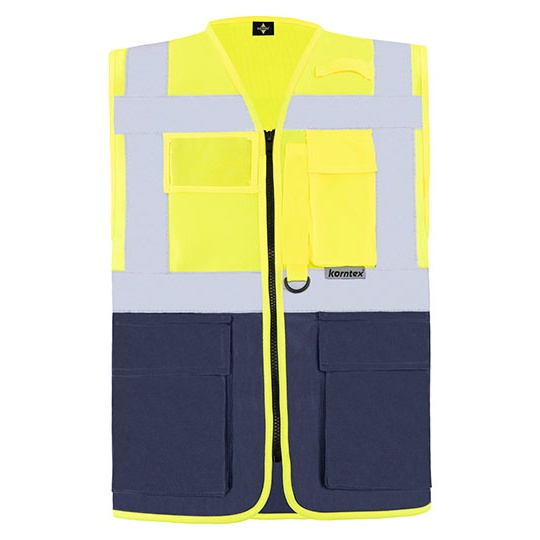 Kamizelka Dopasowana Odblaskowa Poliestrowa KX802 - Signal Yellow & Navy