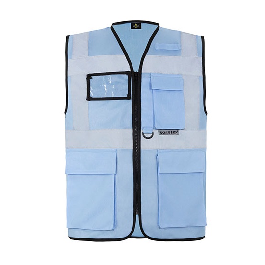Kamizelka Dopasowana Odblaskowa Poliestrowa KX802 - Sky Blue