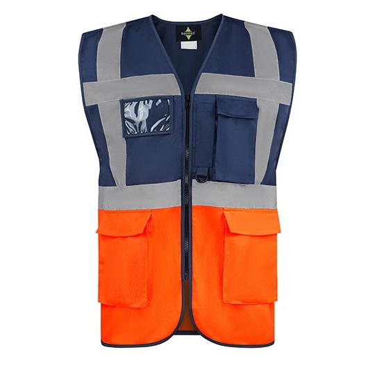 Kamizelka Luźna Odblaskowa Poliestrowa KX810 - Navy & Orange