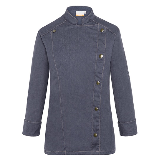 Kurtka Kucharska Damska Jeansowa Dekatyzowana KY053 - Vintage Black (ca. Pantone Cool Grey11C)