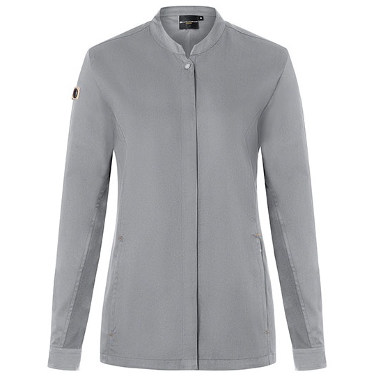 Kurtka Kucharska Damska Slim Fit Oddychająca Poliester Bawełna KY134 - Platinum Grey (ca. Pantone 4283C)