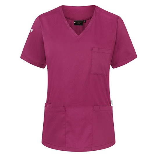 Tunika damska slim z krótkim rękawem KY138 - Fuchsia (ca. Pantone 689C)