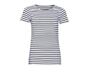 T-shirt Klasyczny Bawelniany w Paski L01399 - White & Navy