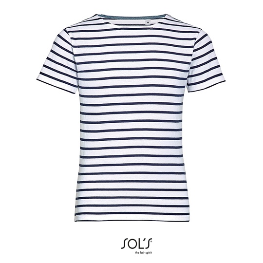 Dzieciecy T-shirt Klasyczny Bawelniany w Paski L01400 - White & Navy
