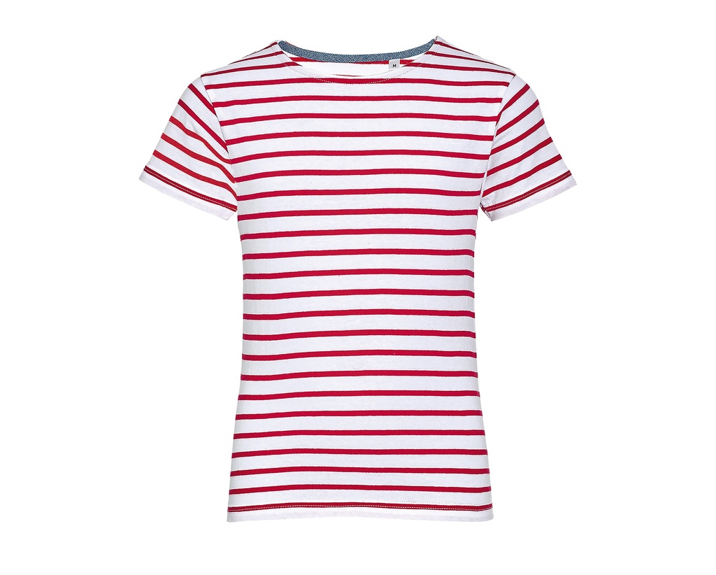 Dzieciecy T-shirt Klasyczny Bawelniany w Paski L01400 - White & Red