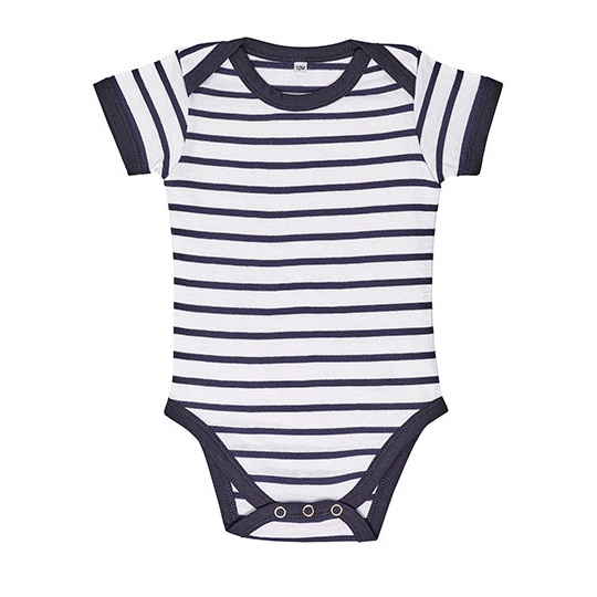 Body niemowlęce Krótkie Rękawy Bawełniane OEKO-TEX L01401 - White & Navy