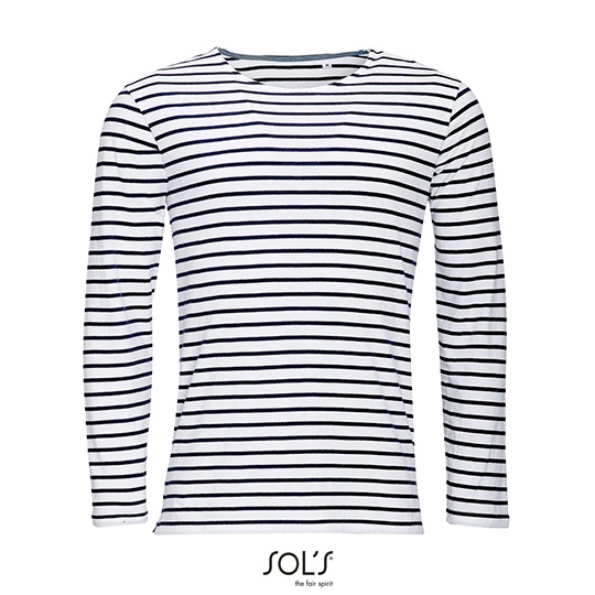 Koszulka Klasyczna Bawelniana w Paski L01402 - White & Navy