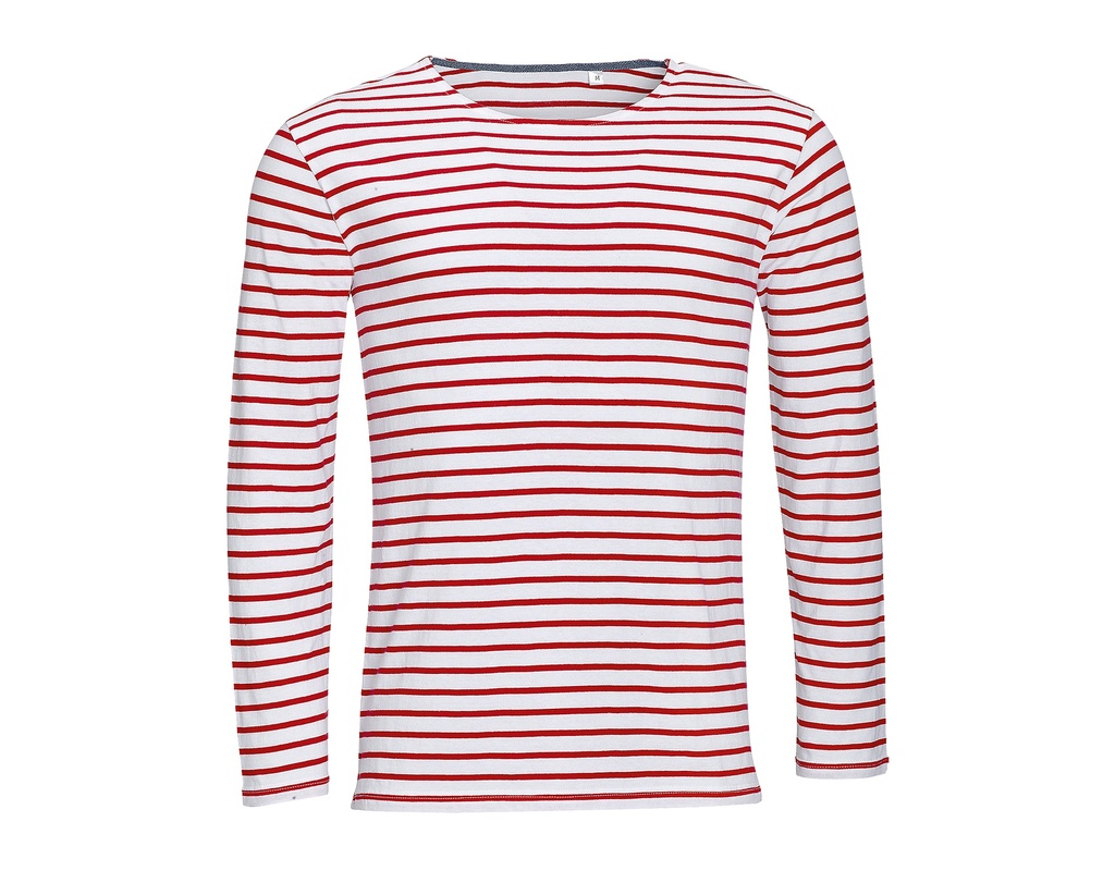 Koszulka Klasyczna Bawelniana w Paski L01402 - White & Red