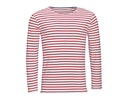 Koszulka Klasyczna Bawelniana w Paski L01402 - White & Red