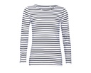 Bluzka Damska Klasyczna w Paski Bawelniana L01403 - White & Navy