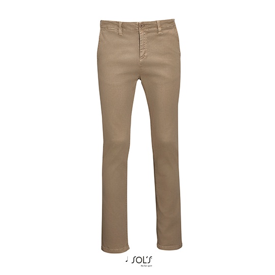 Spodnie Męskie Klasyczne Bawełniane z Elastanem L01424 - Chestnut