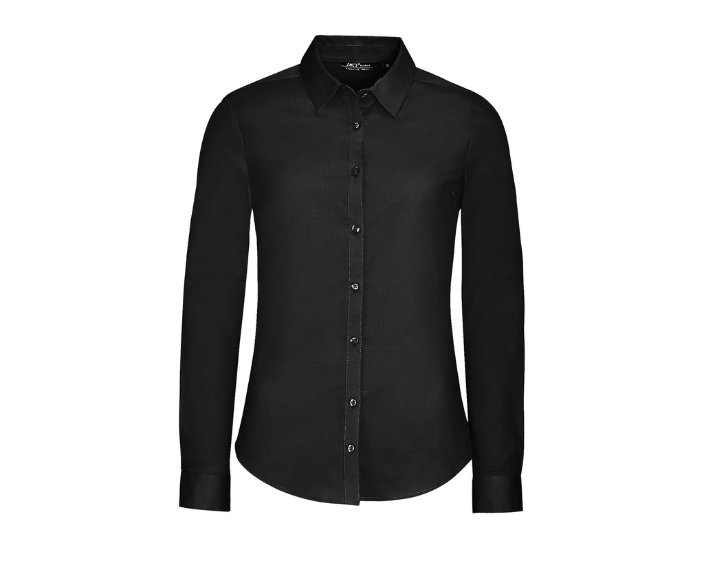 Koszula Damska Dopasowana Popelina Strecz L01427 - Black
