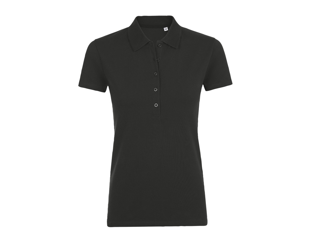 Koszulka Polo Damska Dopasowana Bawelna Elastan Pika L01709 - Black