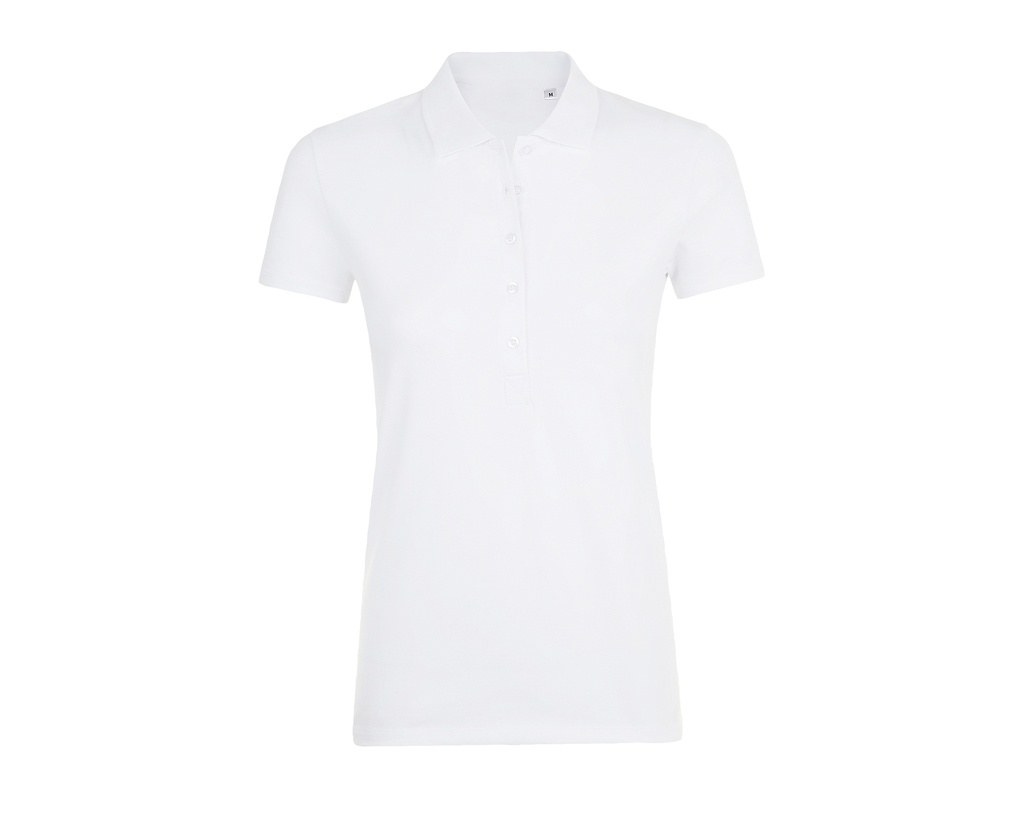 Koszulka Polo Damska Dopasowana Bawełna Elastan Pika L01709 - White