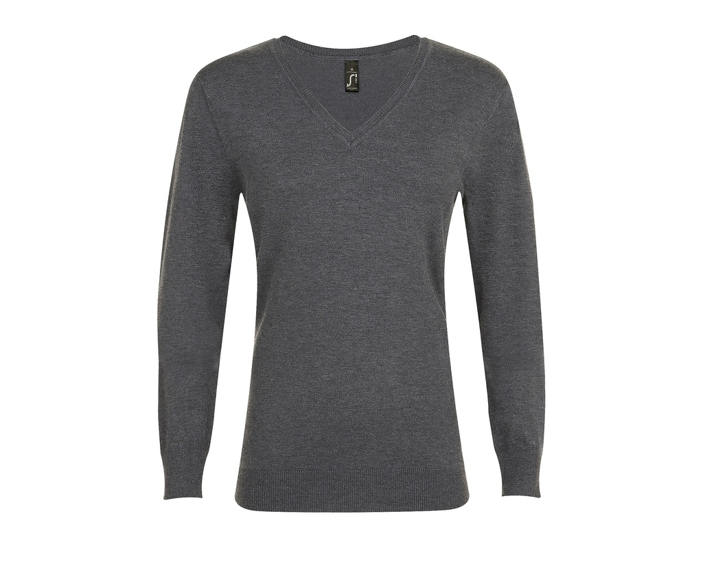 Damski sweter slim L01711 - Charcoal Melange