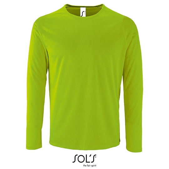 Koszulka Meska Dlugi Rekaw Klasyczna Oddychajaca Poliester L02071 - Neon Green