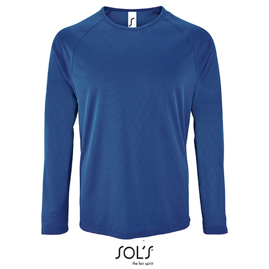 Koszulka Męska Długi Rękaw Klasyczna Oddychająca Poliester L02071 - Royal Blue 241