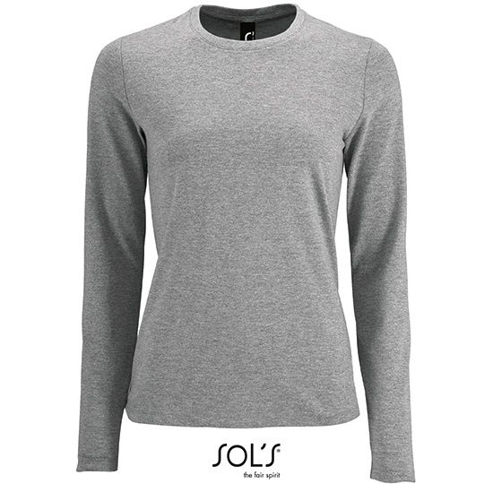 Damski t-shirt z dlugim rekawem L02075 - Grey Melange
