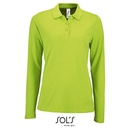 Koszulka Polo Damska Dopasowana Dlugi Rekaw Bawelniana Pika L02083 - Apple Green