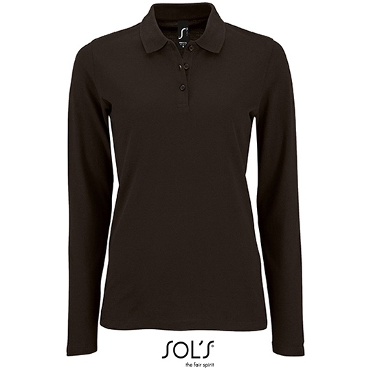 Koszulka Polo Damska Dopasowana Dlugi Rekaw Bawelniana Pika L02083 - Black