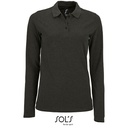 Koszulka Polo Damska Dopasowana Długi Rękaw Bawełniana Pika L02083 - Charcoal Melange
