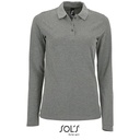 Koszulka Polo Damska Dopasowana Dlugi Rekaw Bawelniana Pika L02083 - Grey Melange