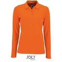 Koszulka Polo Damska Dopasowana Długi Rękaw Bawełniana Pika L02083 - Orange