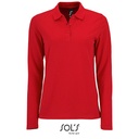 Koszulka Polo Damska Dopasowana Dlugi Rekaw Bawelniana Pika L02083 - Red