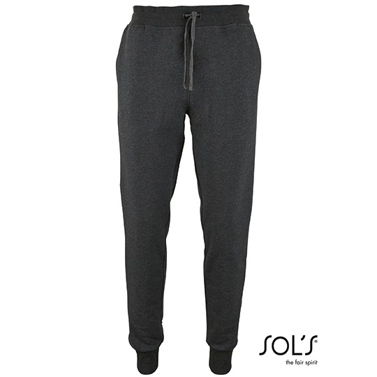 Męskie dopasowane spodnie dresowe L02084 - Charcoal Melange