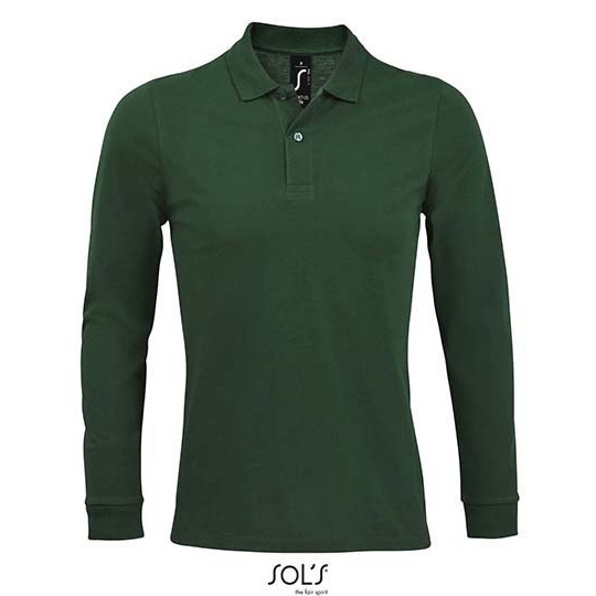 Koszulka Polo Męska Długi Rękaw Bawełniana Pika L02087 - Bottle Green