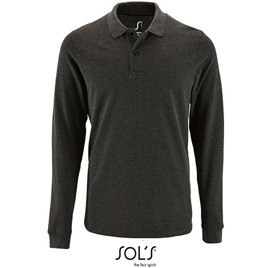 Męska koszulka polo z długim rękawem L02087 - Charcoal Melange