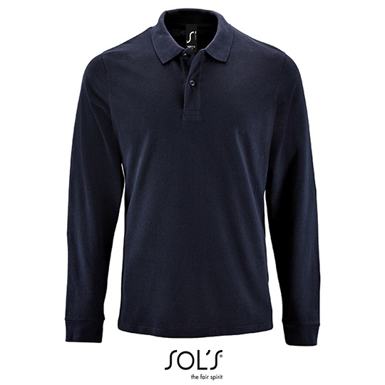 Koszulka Polo Męska Długi Rękaw Bawełniana Pika L02087 - French Navy
