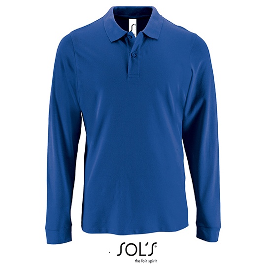 Koszulka Polo Męska Długi Rękaw Bawełniana Pika L02087 - Royal Blue 241
