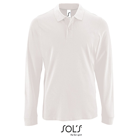 Koszulka Polo Meska Dlugi Rekaw Bawelniana Pika L02087 - White