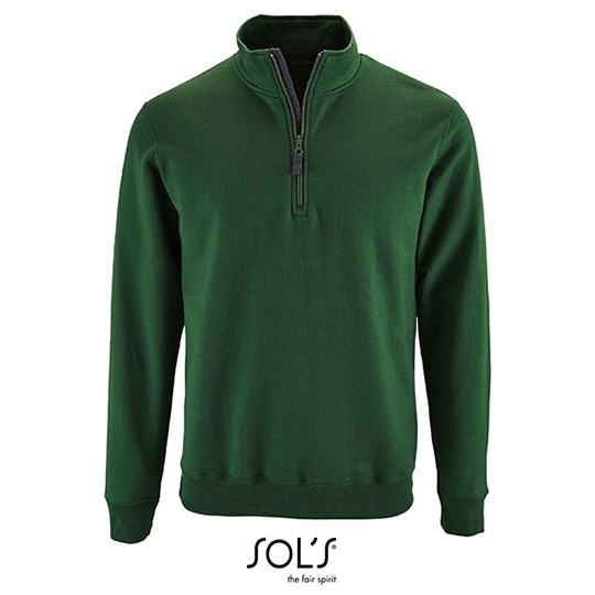 Bluza Meska Ze Stojka Z Zamkiem Bawelna Ring-Spun L02088 - Bottle Green
