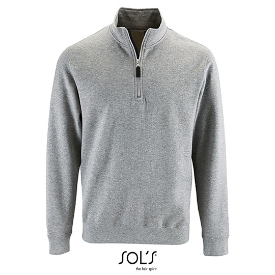 Bluza Meska Ze Stojka Z Zamkiem Bawelna Ring-Spun L02088 - Grey Melange