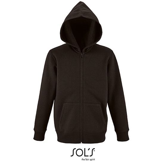 Bluza Dziecieca z Kapturem na Zamek Bawelna Ring-Spun L02092 - Black
