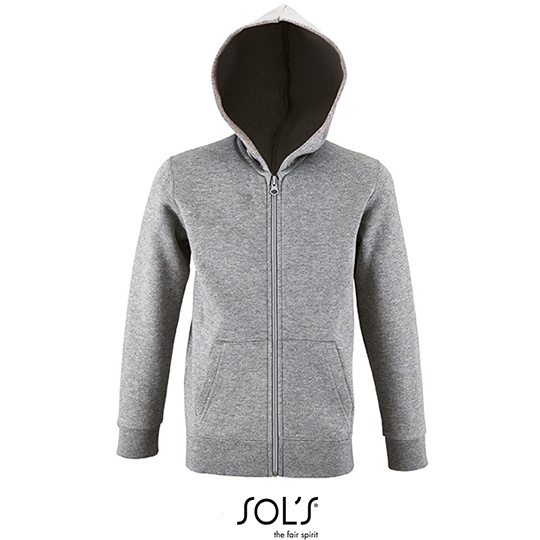 Bluza Dziecieca z Kapturem na Zamek Bawelna Ring-Spun L02092 - Grey Melange