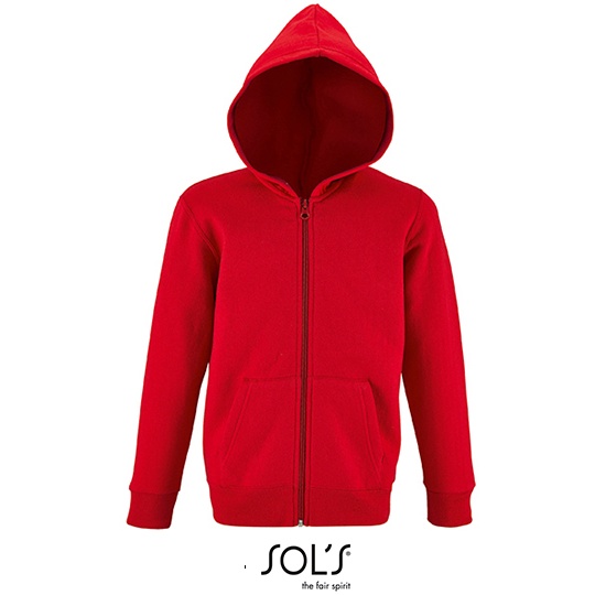 Bluza Dziecieca z Kapturem na Zamek Bawelna Ring-Spun L02092 - Red