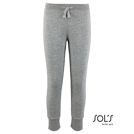 Spodnie Dresowe Dzieciece Slim Bawelniane Poliestrowe L02121 - Grey Melange