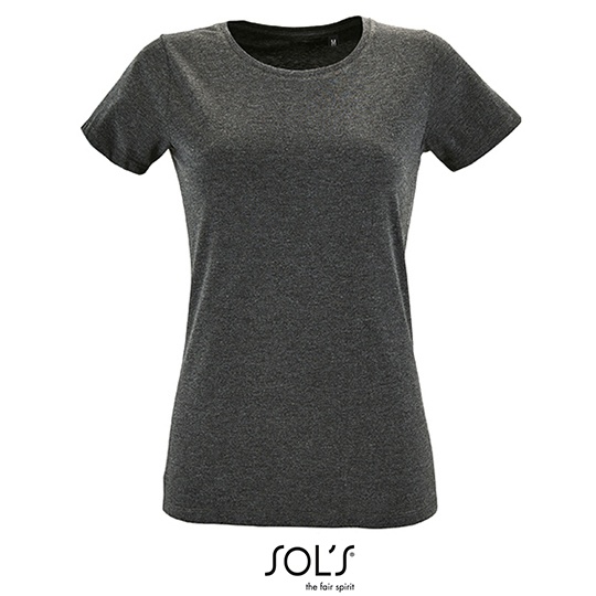 T-shirt Damski Półczesana Bawełna Ring-Spun L02758 - Charcoal Melange