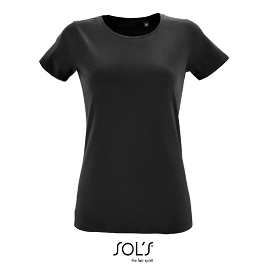 T-shirt Damski Polczesana Bawelna Ring-Spun L02758 - Deep Black