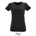 T-shirt Damski Półczesana Bawełna Ring-Spun L02758 - Deep Black
