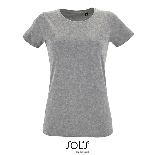 T-shirt Damski Polczesana Bawelna Ring-Spun L02758 - Grey Melange