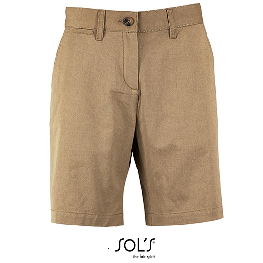 Damskie Bermudy Chino Bawelniane L02762 - Chestnut