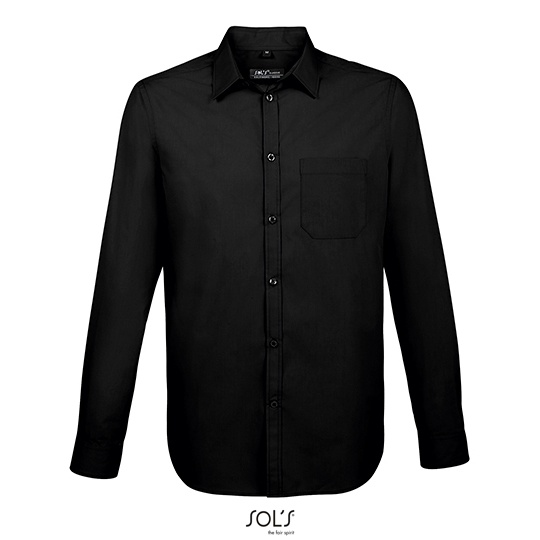 Koszula Meska Slim Poliester Bawelna L02922 - Black