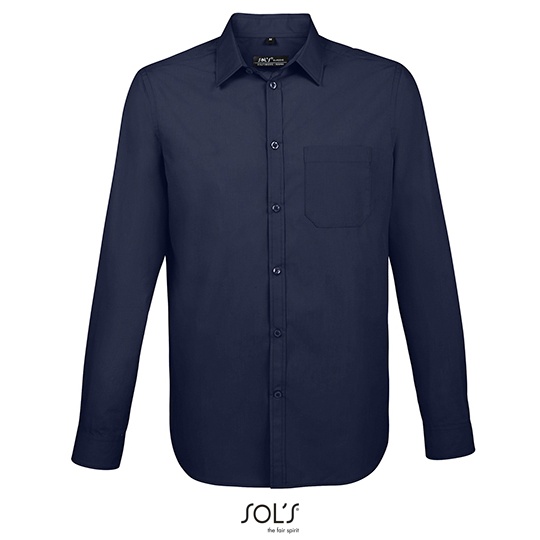 Koszula Męska Slim Poliester Bawełna L02922 - Dark Blue