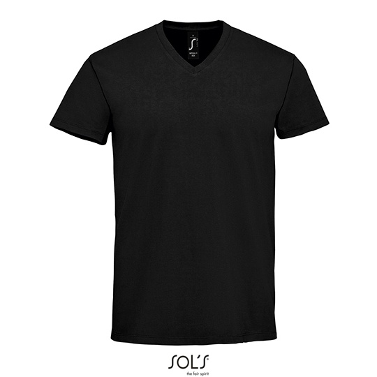 T-shirt Męski Dekolt V Bawełniany L02940 - Deep Black