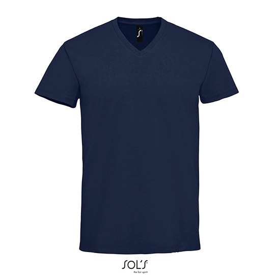 T-shirt Męski Dekolt V Bawełniany L02940 - French Navy